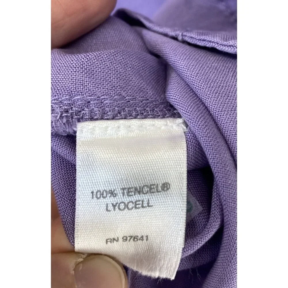J Jill Blouse Women’s Sz Medium Long tall Purple Button Down Tencel Button Down